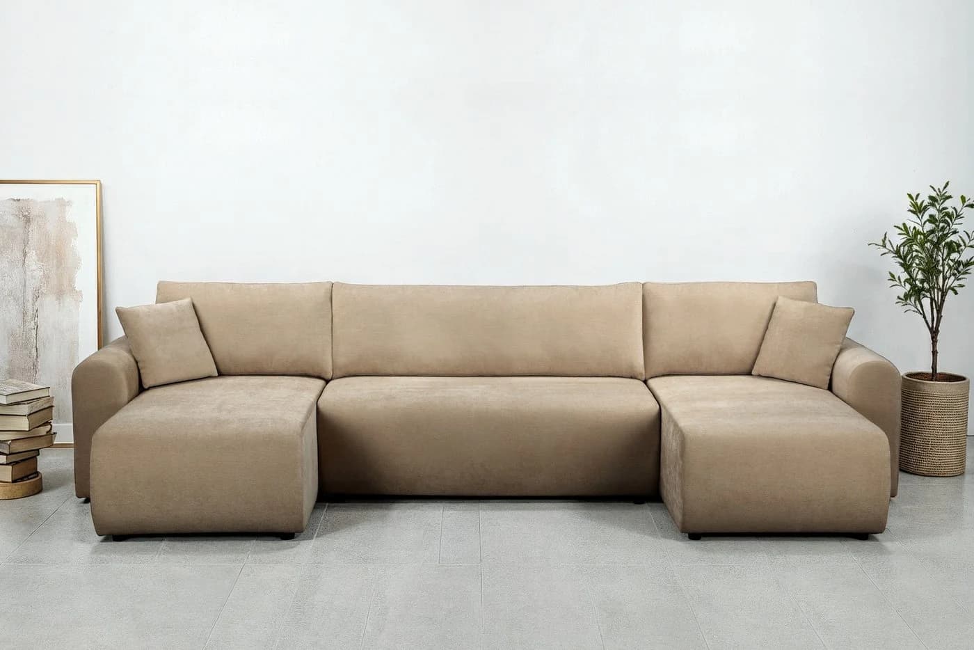 OTTO HOME Wohnlandschaft JONAA 311 cm U-Form Schlafsofa Boxspring Polsterung Beige - Bild 2