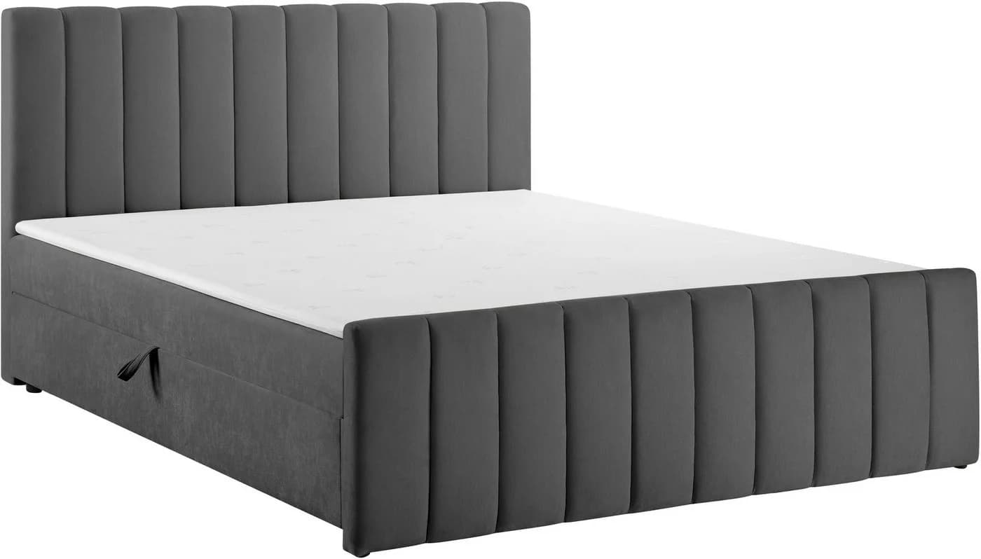 OTTO HOME Boxbett Yanna inkl. Bettkasten und Topper, Liegefläche 180x200cm, anthrazit