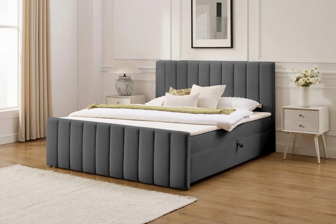OTTO HOME Boxbett Yanna inkl. Bettkasten und Topper, Liegefläche 180x200cm, anthrazit - Bild 2
