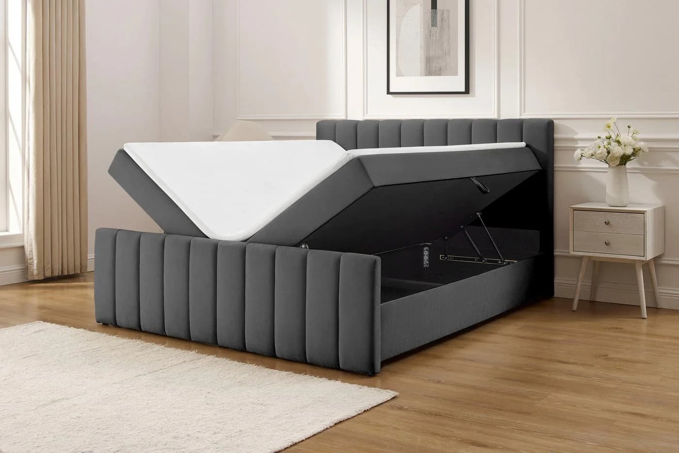 OTTO HOME Boxbett Yanna inkl. Bettkasten und Topper, Liegefläche 180x200cm, anthrazit - Bild 3