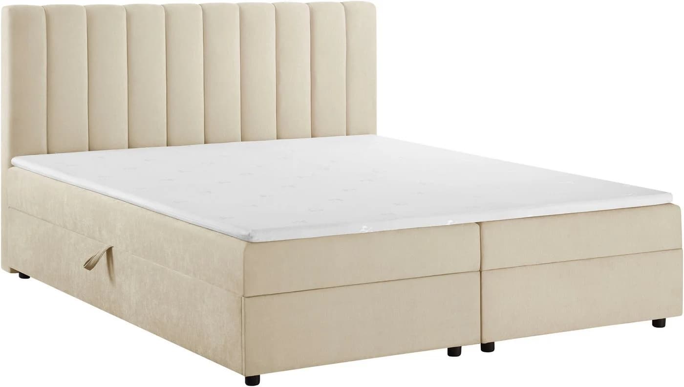 OTTO HOME Boxbett Haileyy inkl. Bettkasten und Topper, Liegefläche 180x200cm, beige