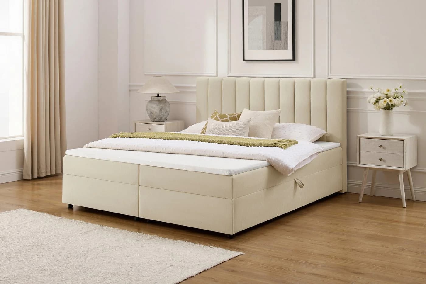 OTTO HOME Boxbett Haileyy inkl. Bettkasten und Topper, Liegefläche 180x200cm, beige - Bild 2