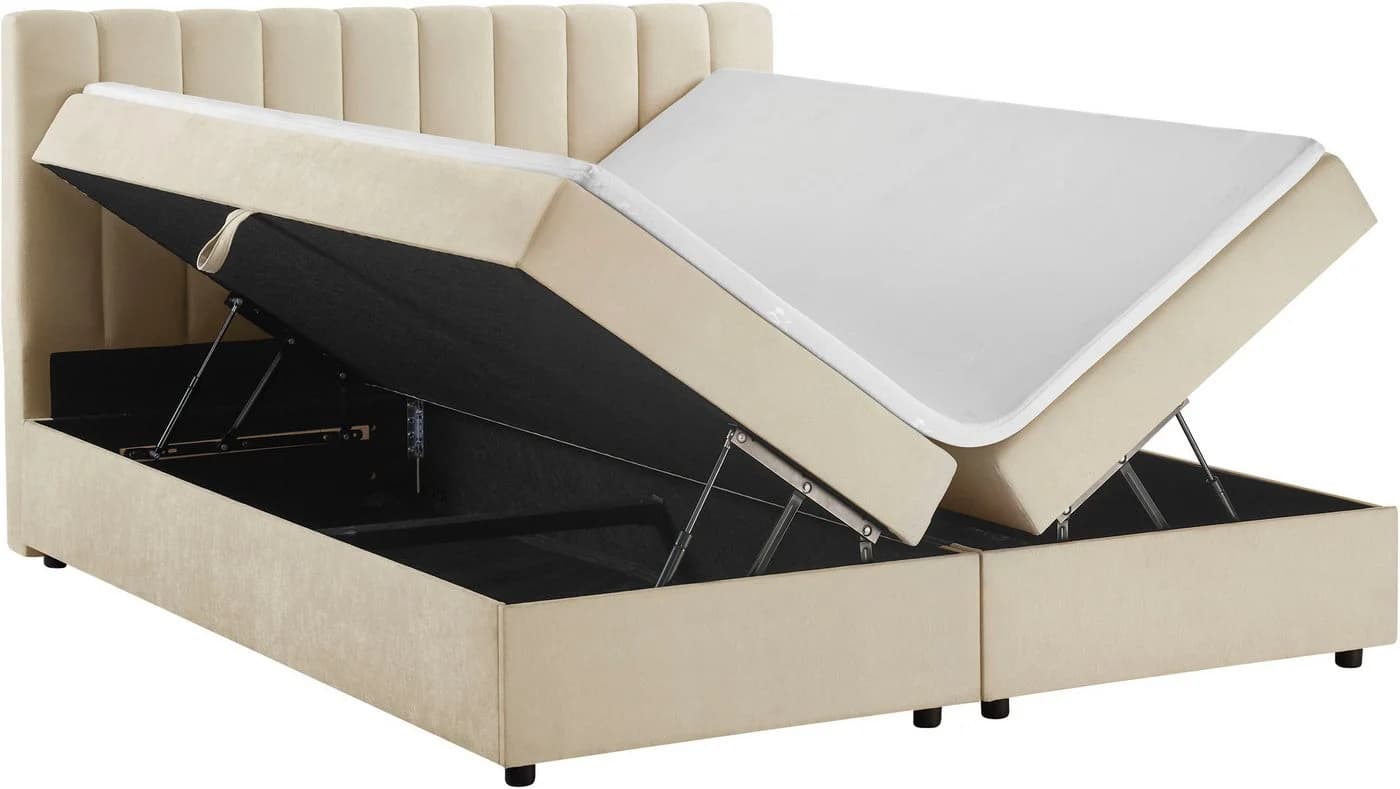 OTTO HOME Boxbett Haileyy inkl. Bettkasten und Topper, Liegefläche 180x200cm, beige - Bild 3