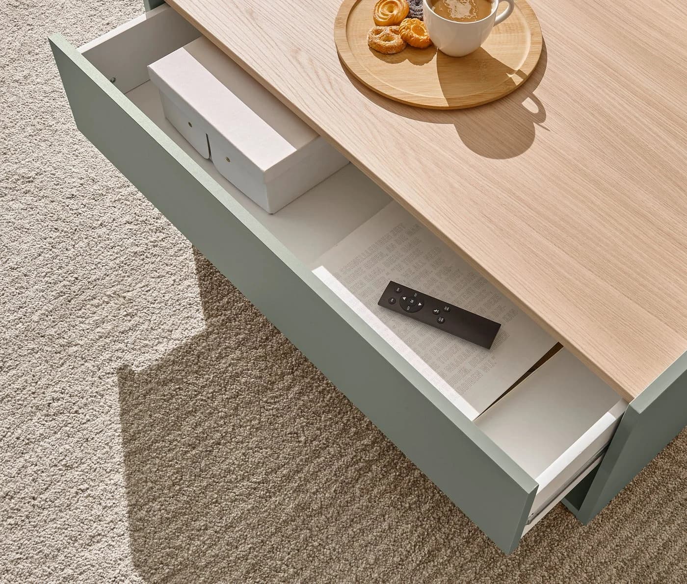 HOME AFFAIRE City/Giron Couchtisch Grün mit Schubkasten - Bild 5