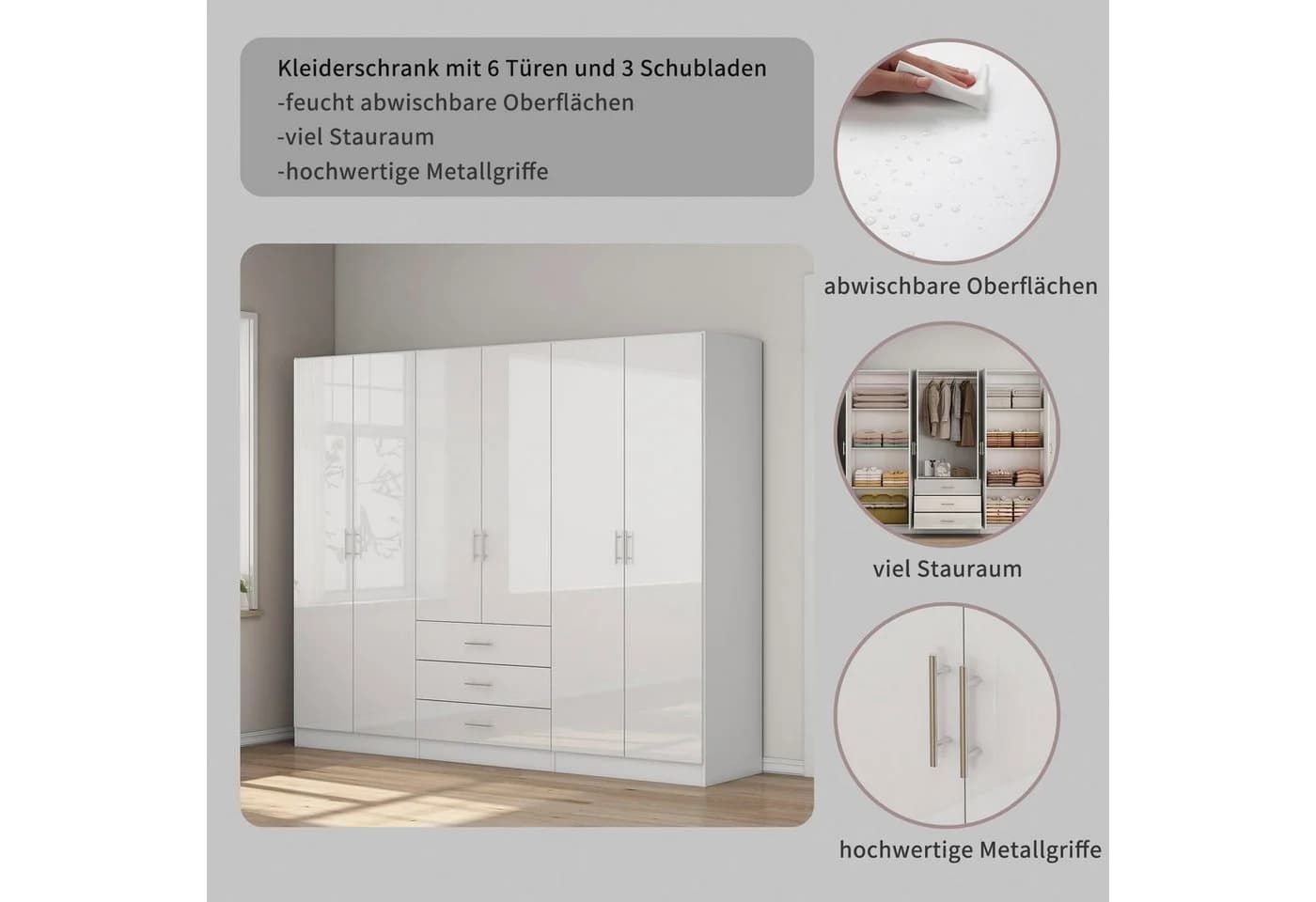 OTTO home Kleiderschrank Trento Schlafzimmerschrank Garderobe hochglanz Bestseller - Bild 3