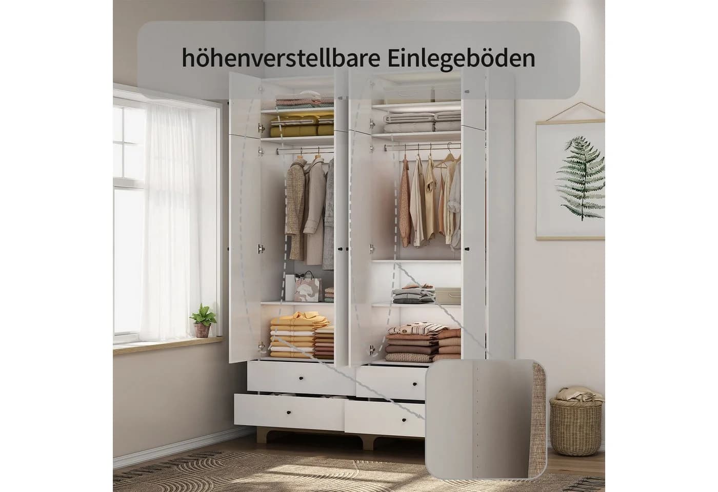 OTTO HOME Kleiderschrank Oslo Schlafzimmerschrank Garderobe Weiß Landhaus Bestseller - Bild 5