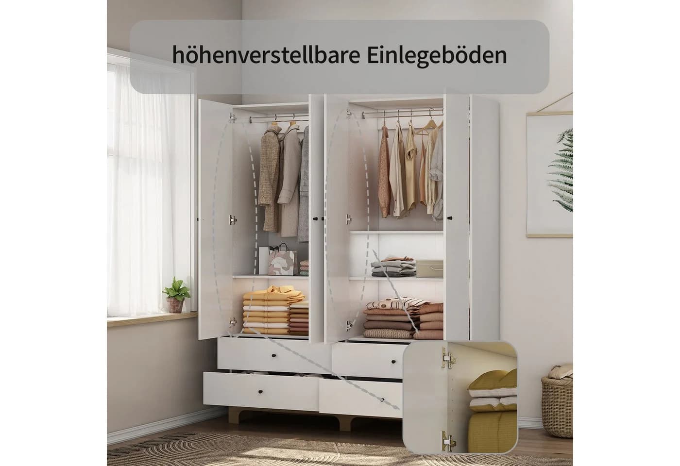 OTTO home Kleiderschrank Oslo Schlafzimmerschrank Garderobe Weiß Landhaus Bestseller - Bild 5