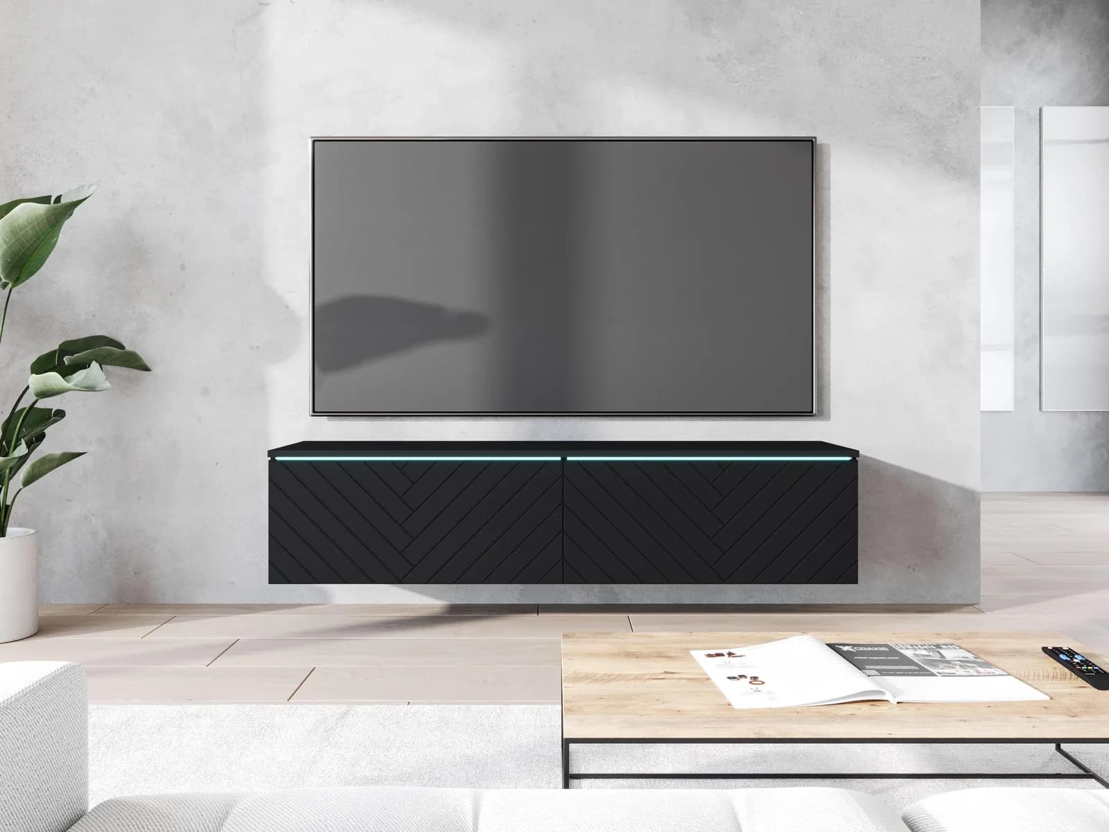 Home affaire Lowboard 140 cm TV-Board Graphit Schwarz Matt