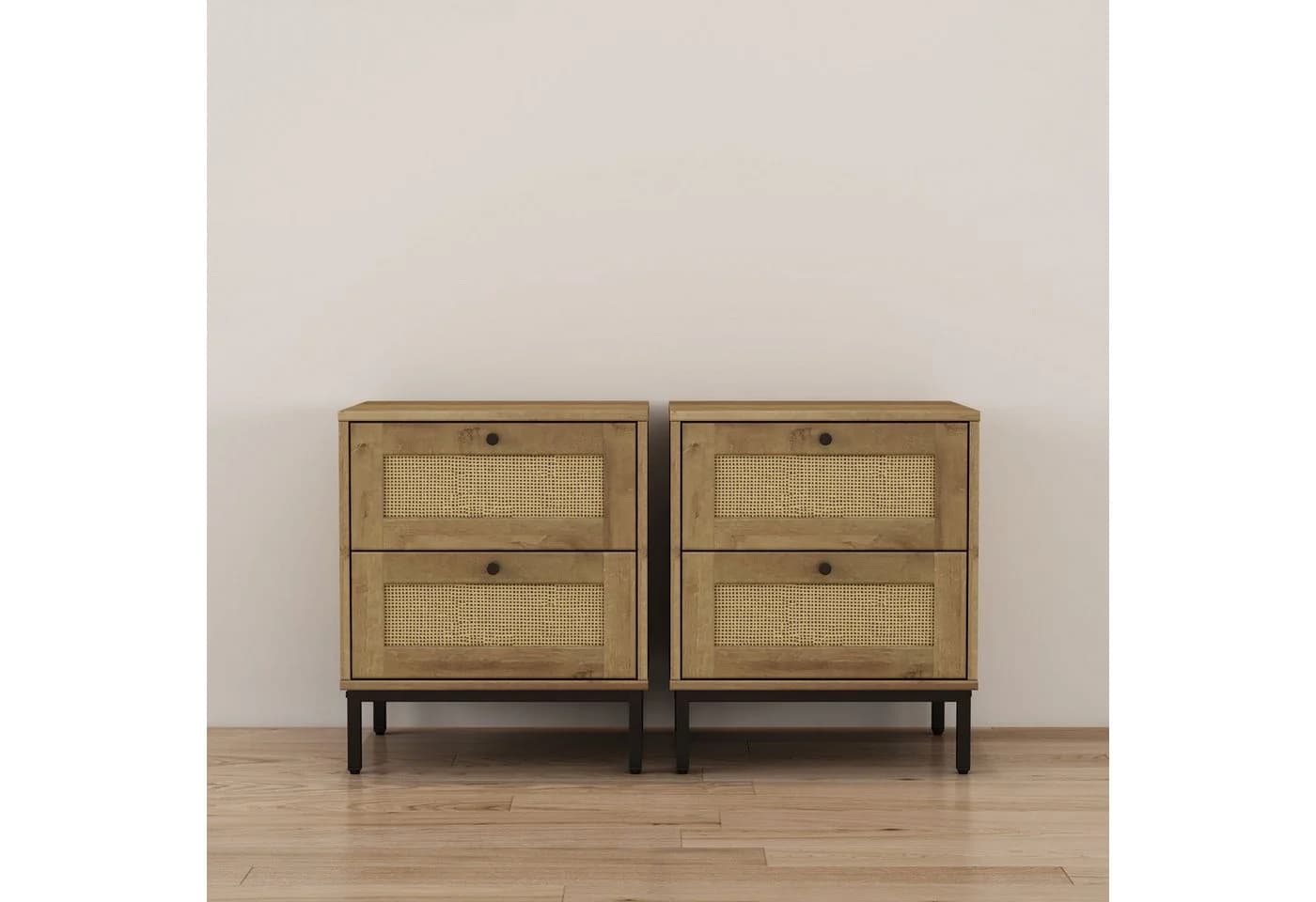 OTTO home Nachtkommode Motala Nachtschrank Set BOHO Style mit Geflecht Schubladen Bestseller - Bild 2