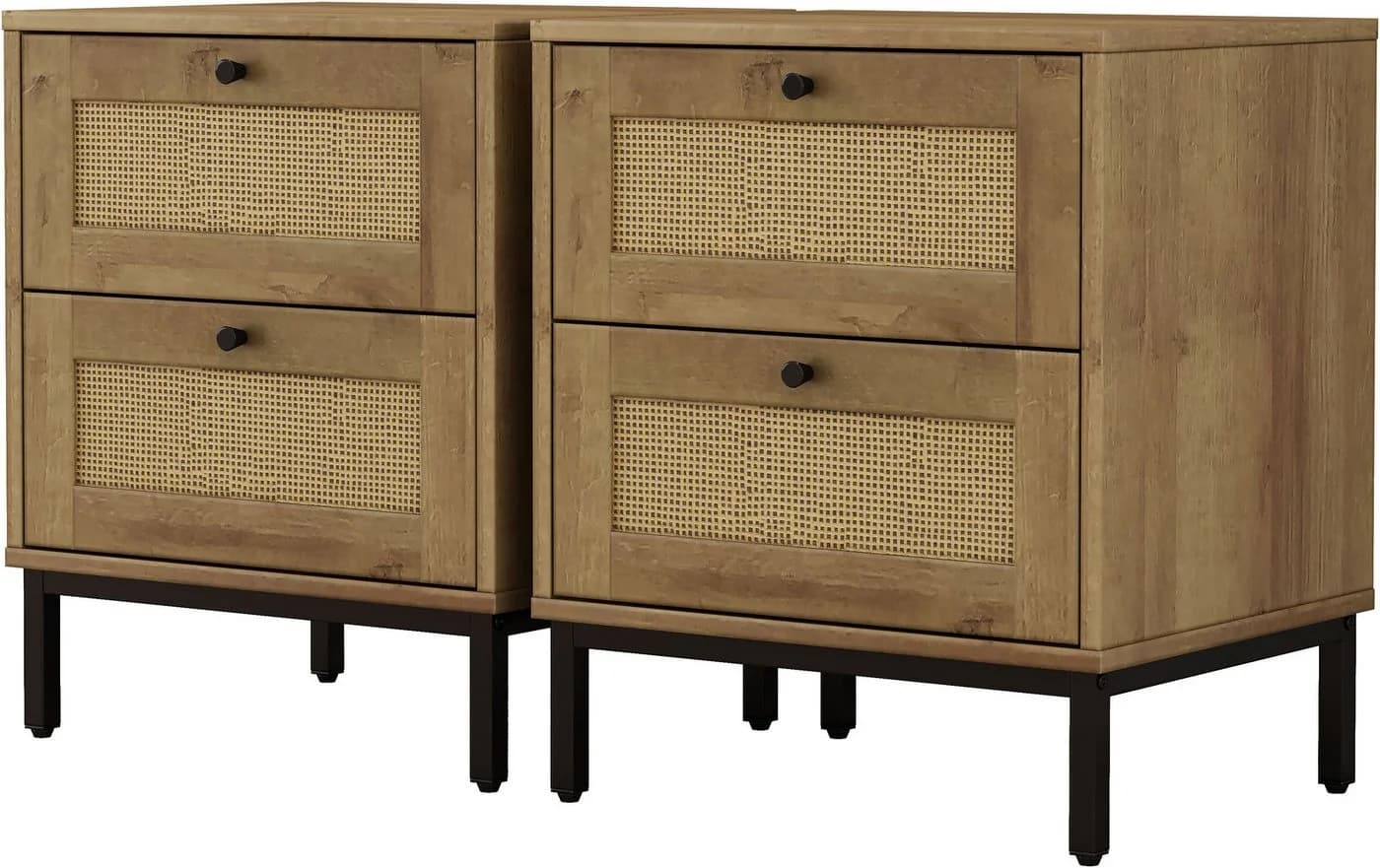 OTTO home Nachtkommode Motala Nachtschrank Set BOHO Style mit Geflecht Schubladen Bestseller - Bild 4