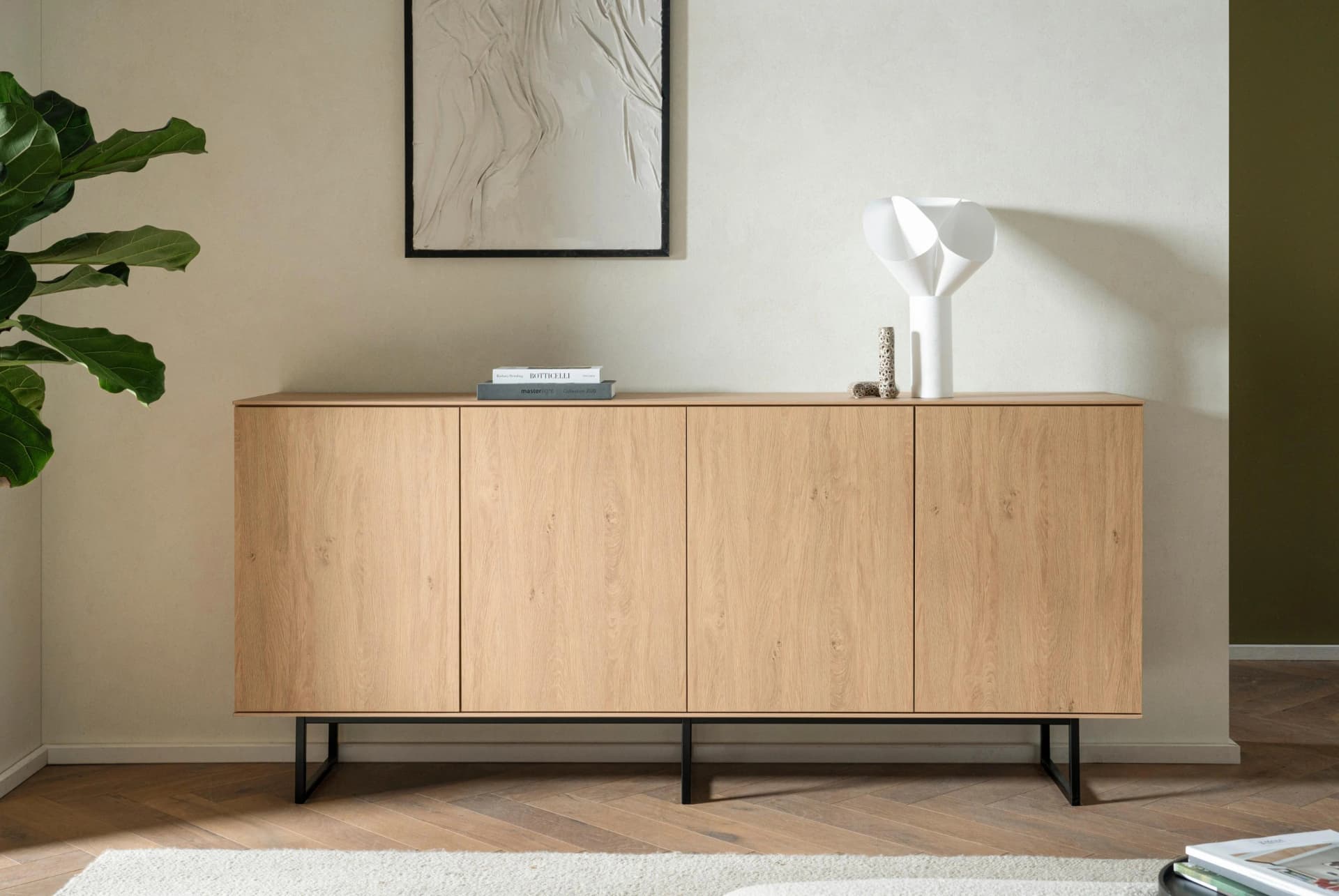 HOME AFFAIRE Sideboard Lund Moderner Schrank Beige Stone Oak