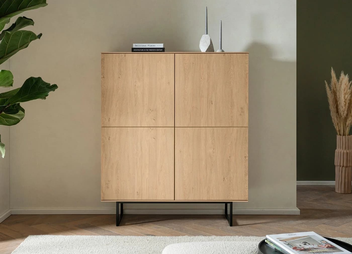 HOME AFFAIRE Highboard Lund Moderner Schrank Beige Stone Oak - Bild 2