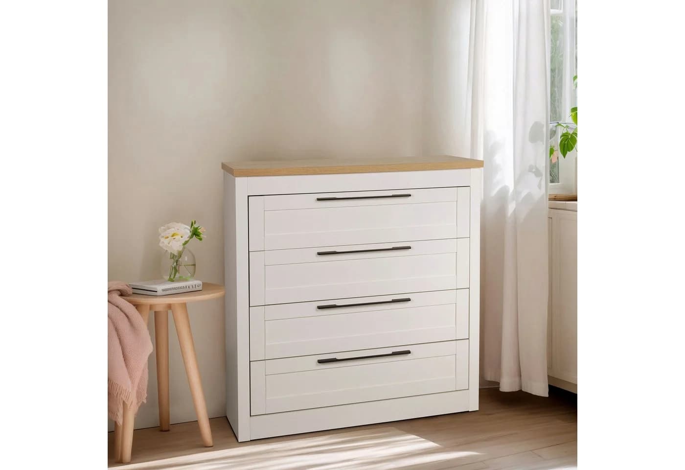 Schubkastenkommode Büsum Schlafzimmer Schrank Wäscheschrank Weiß Landhausstil
