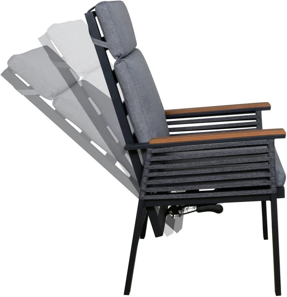 Garten-Essgruppe KONIFERA "Edessa Komfort" Dunkelgrau Aluminium 4 Sessel 1 Tisch - Bild 5