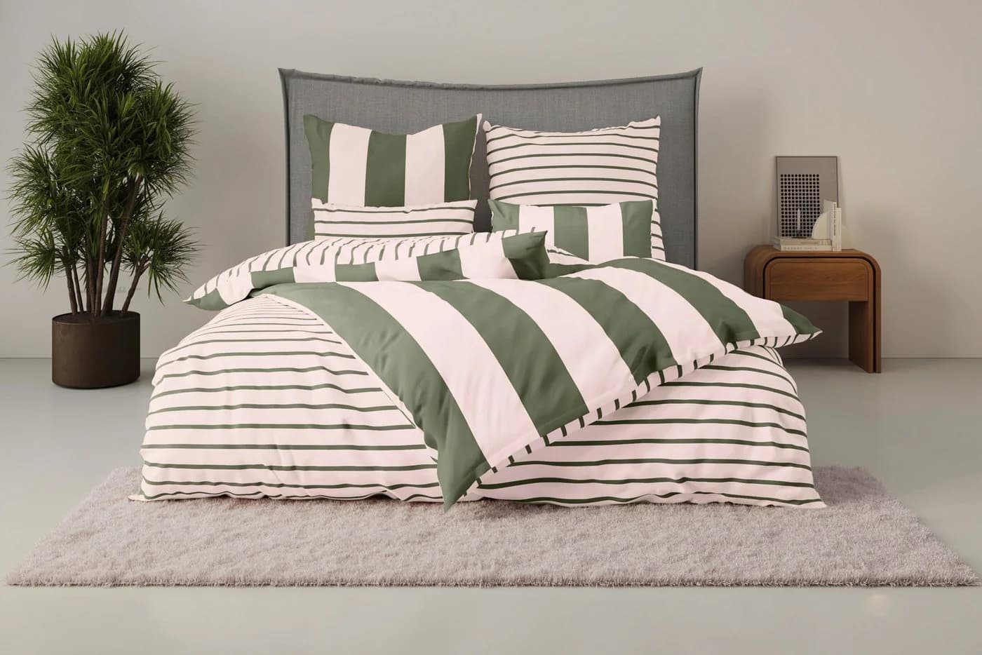 Bettwäsche OTTO HOME Sari Trend Rosa-Oliv Streifen - Bild 2