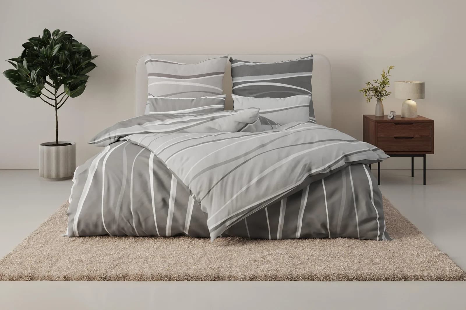 Wendebettwäsche OTTO HOME "Alvara" Grau 100% Baumwolle