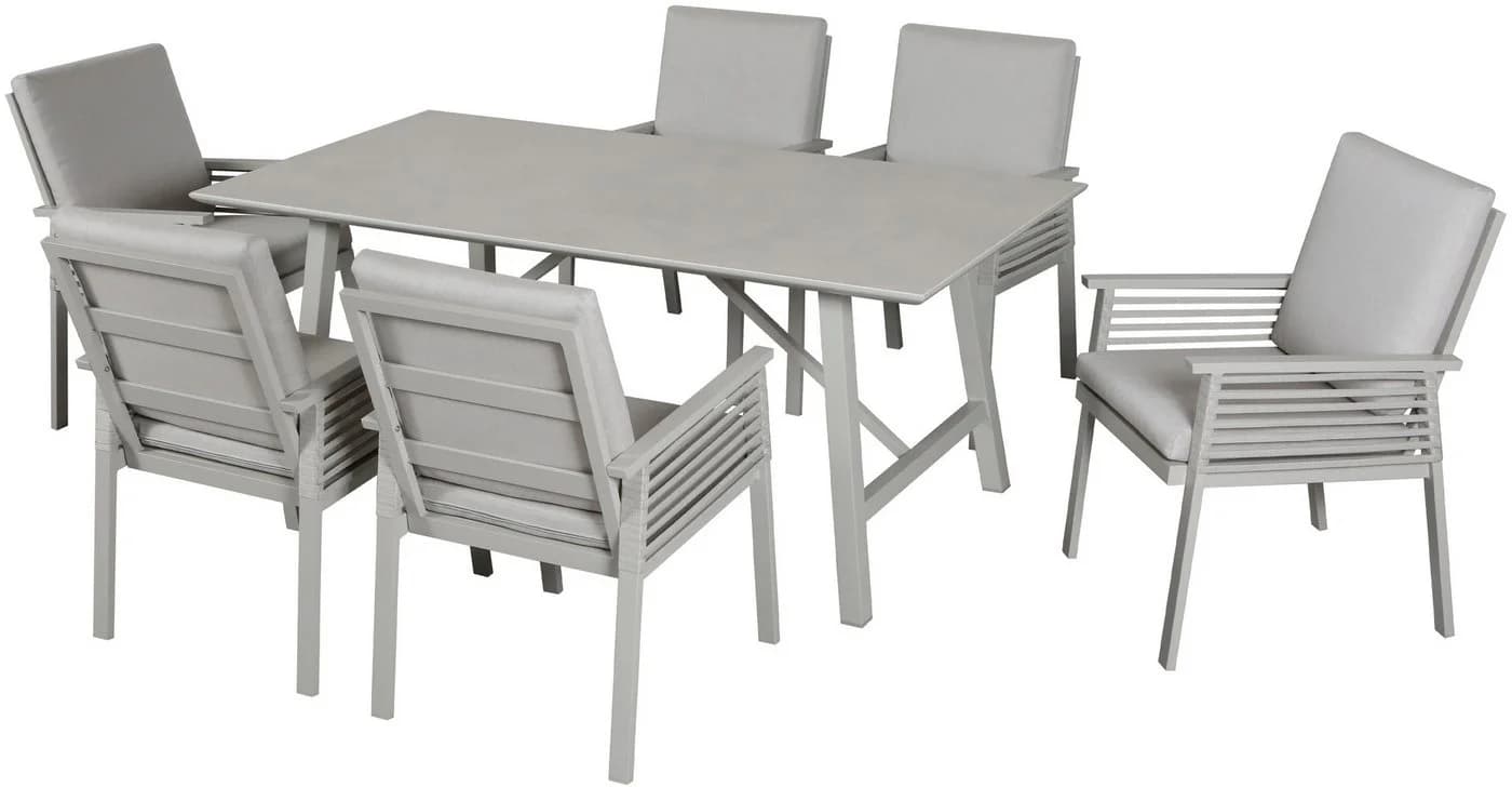 Moderne Garten-Essgruppe aus Aluminium, Kunststoff und Polyester