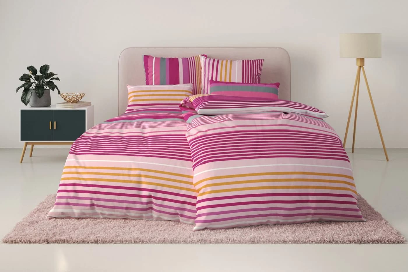 OTTO home Bettwäsche Elvea 100% Baumwolle Streifen Pink - Bild 2