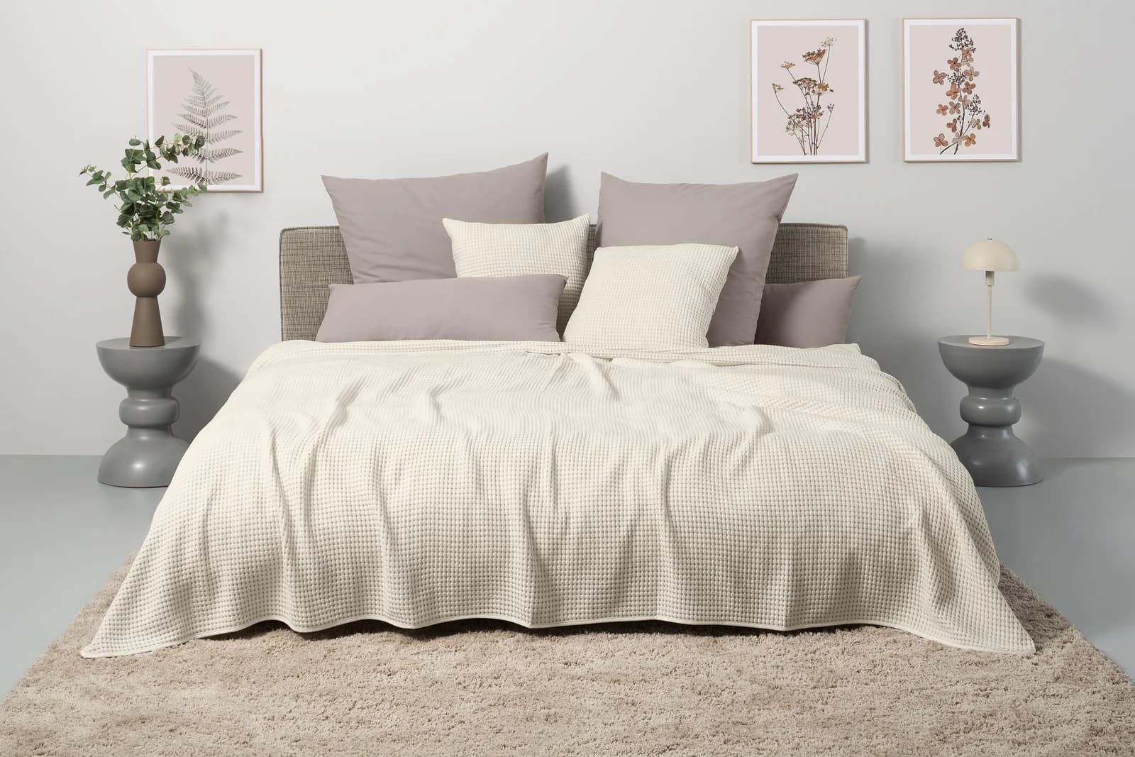 Tagesdecke ANDAS Greta Creme Baumwolle