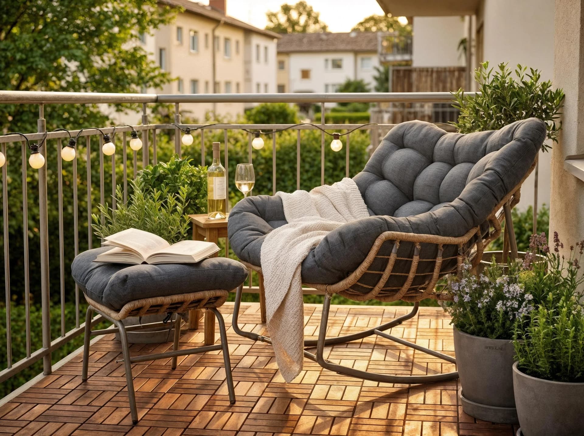 Schaukelstuhl KONIFERA Ferrol Braun/Schwarz/Grau Polyrattan