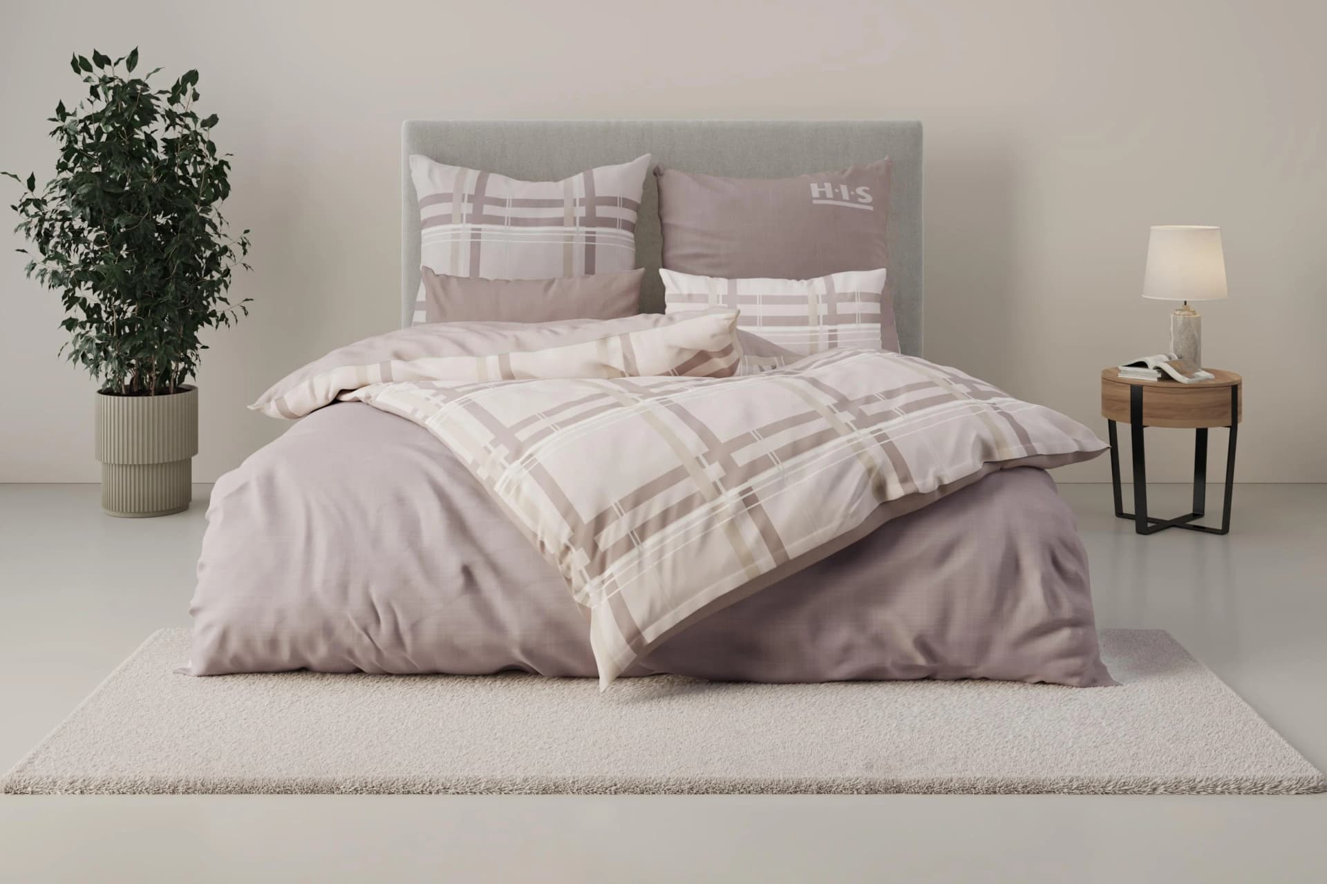Wendebettwäsche Talin Karo-Design 100% Baumwolle