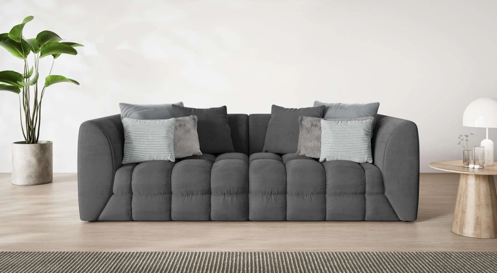 Big-Sofa S.OLIVER COBBO 3-Sitzer Design-Sofa Bubble-Optik Anthrazit
