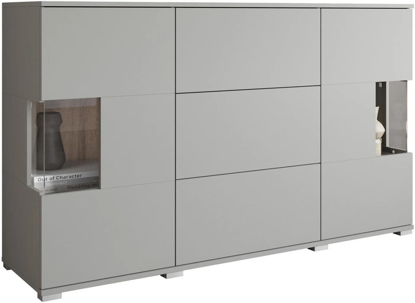 OTTO HOME Sideboard Kenia Grau mit Schubladen und Glastüren
