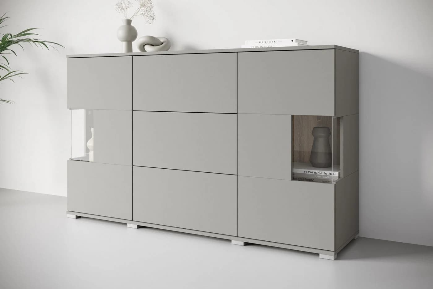 OTTO HOME Sideboard Kenia Grau mit Schubladen und Glastüren - Bild 2