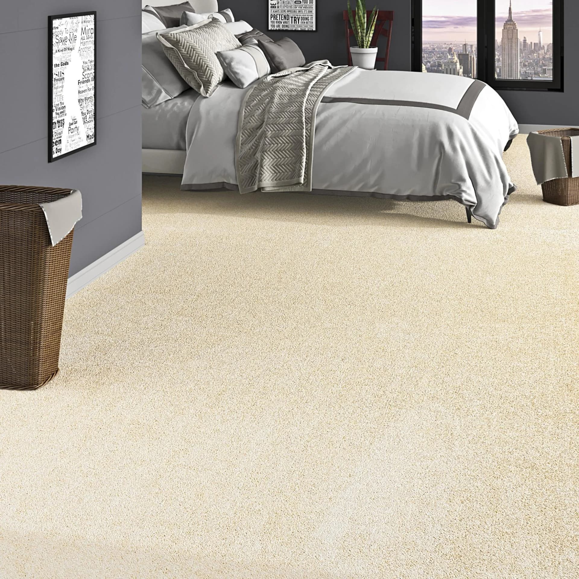 Teppichboden MY HOME Rava Velours Creme 400x250cm Kunstfaser
