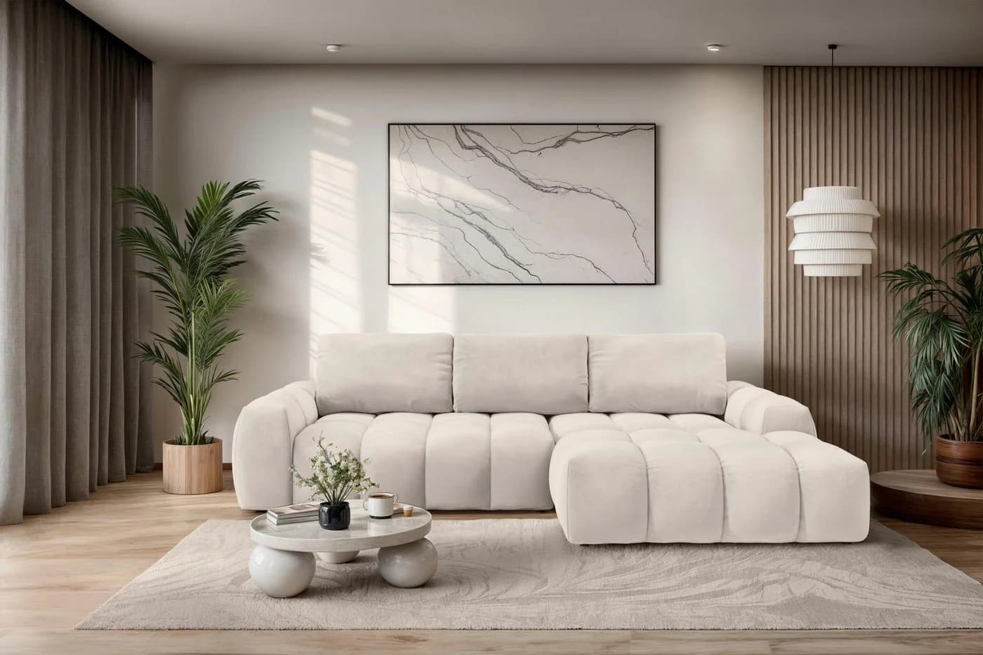 OTTO HOME Ecksofa AZITA L-Form Beige Samtoptik - Bild 2