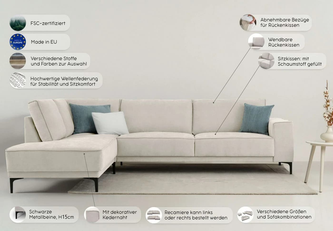 OTTO HOME Ecksofa OLAND L-Form Cream Skandi-Design - Bild 3