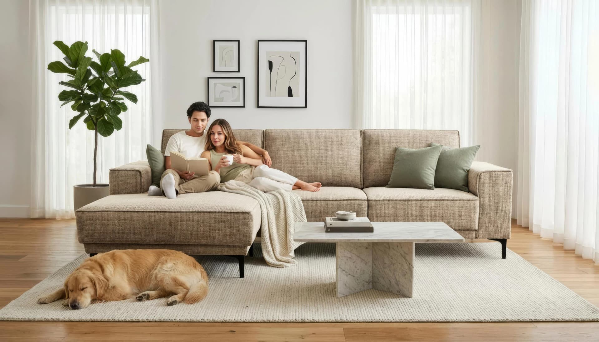 OTTO HOME Ecksofa Oland Taupe L-Form Skandi-Design