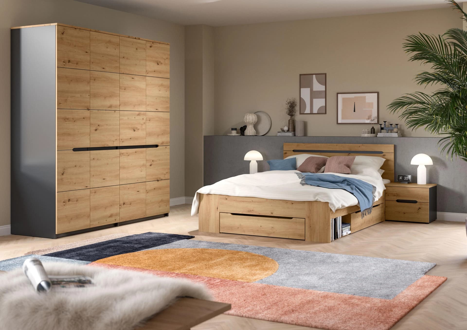 Home affaire Schlafzimmer-Set Rehat 4-teilig Bett 140x200 cm
