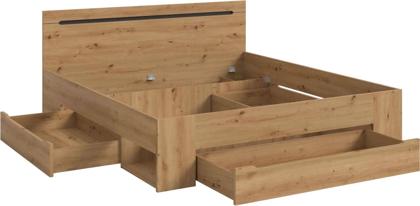 Home Affaire Stauraumbett REHAT 184 cm Breite 3 Schubkästen 2 offene Fächer - Bild 4