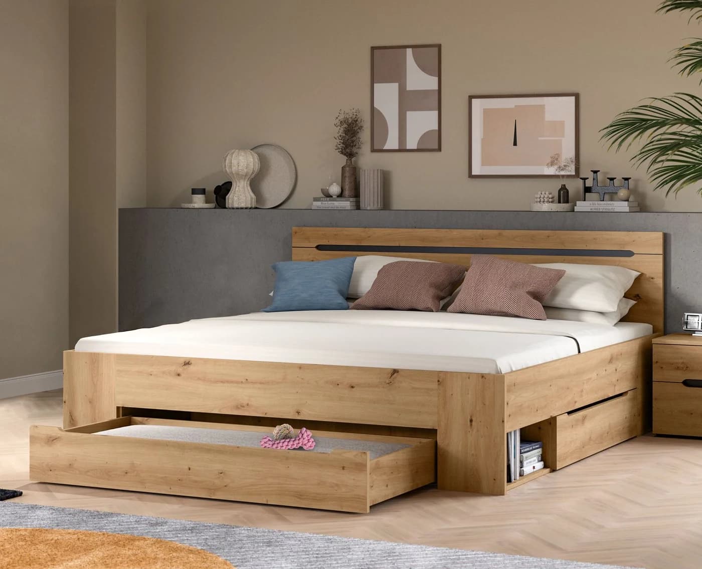 Home Affaire Stauraumbett REHAT 184 cm Breite 3 Schubkästen 2 offene Fächer - Bild 5