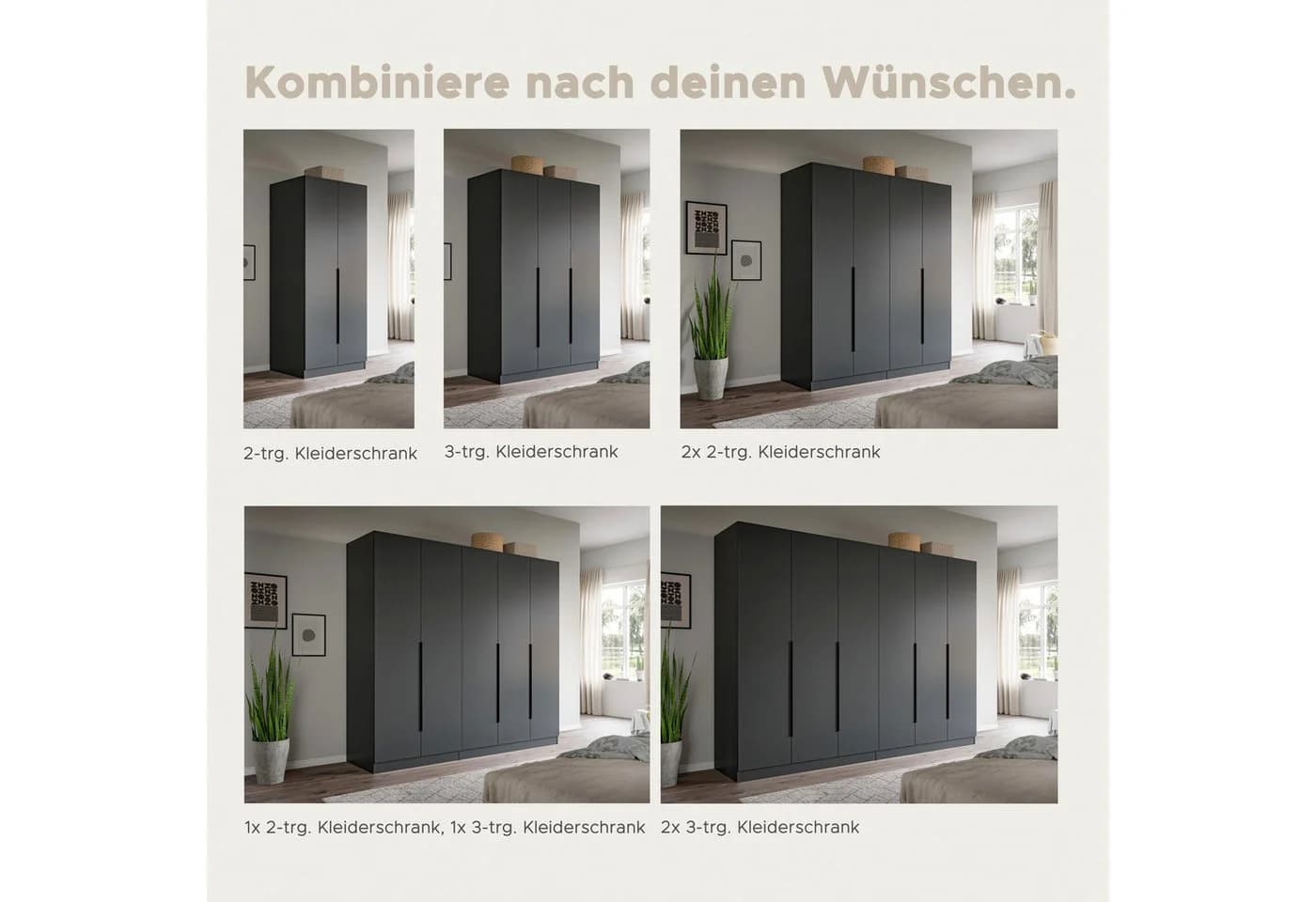 Home affaire Kleiderschrank Skarde Anthrazit 2-türig - Bild 3