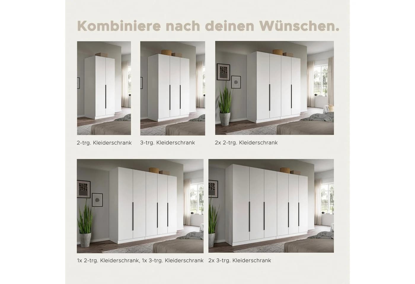 HOME AFFAIRE Skarde Kleiderschrank Weiß 3 Türen - Bild 4