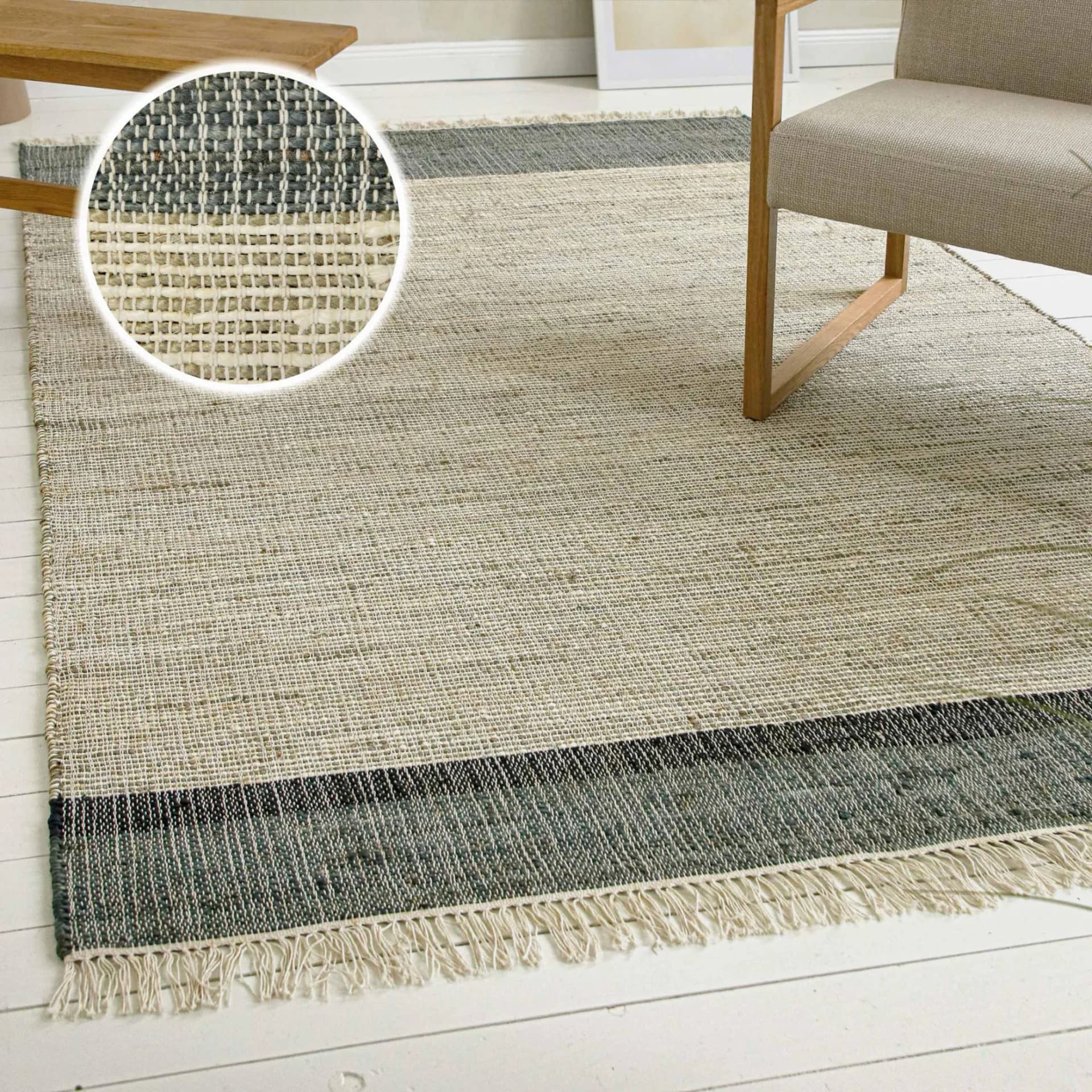 OTTO HOME Teppich Bennii Sand Beige 80% Jute Handgewebt