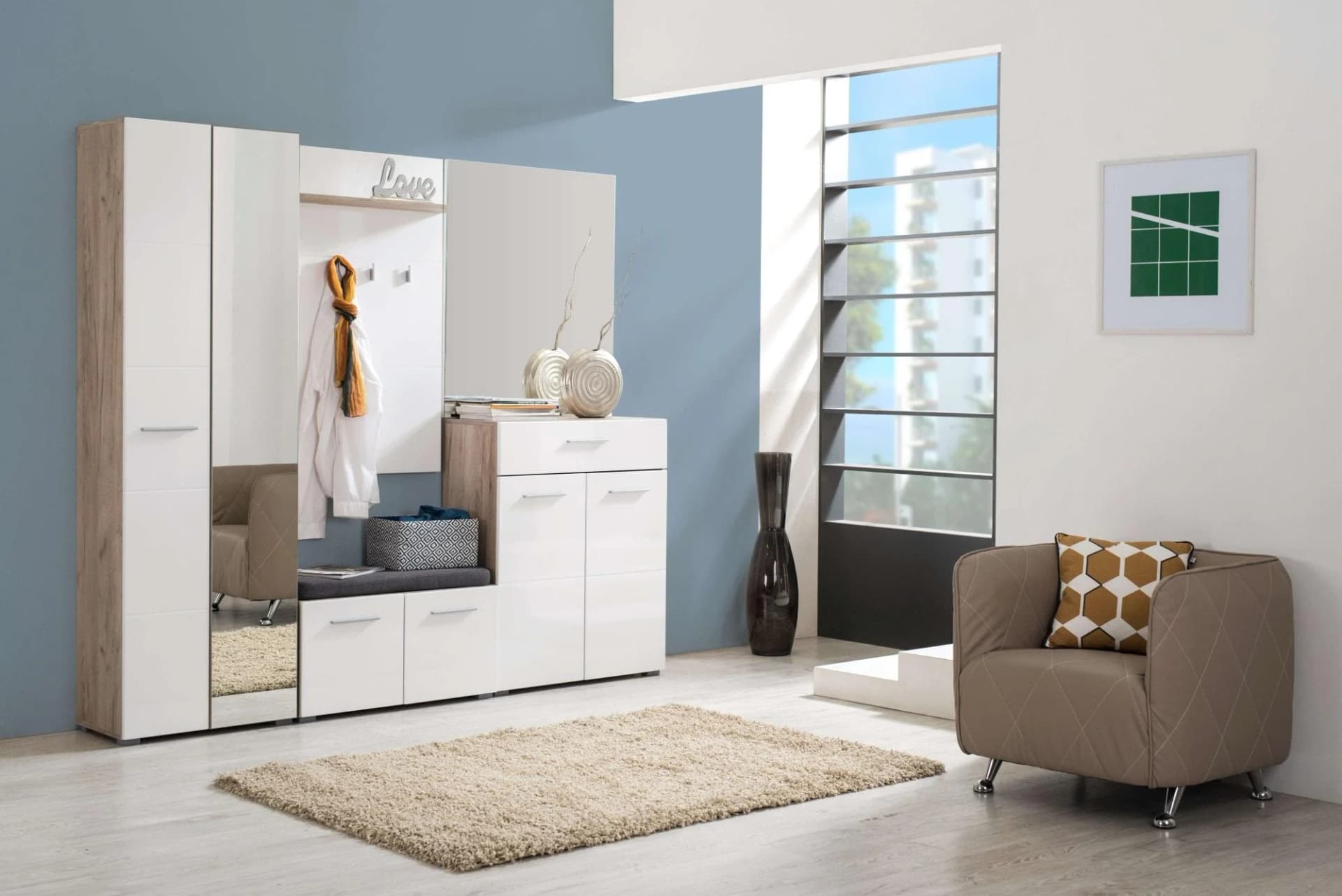 Home affaire Garderoben-Set Beny Flurmöbel, Dielenmöbel, Flurschrank, Flurgarderobe Breite 218 cm
