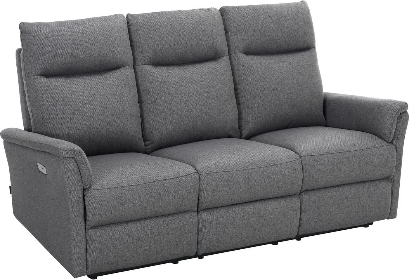 3-Sitzer Sofa HOME AFFAIRE FINNARA Anthrazit Elektro Relaxfunktion USB - Bild 5