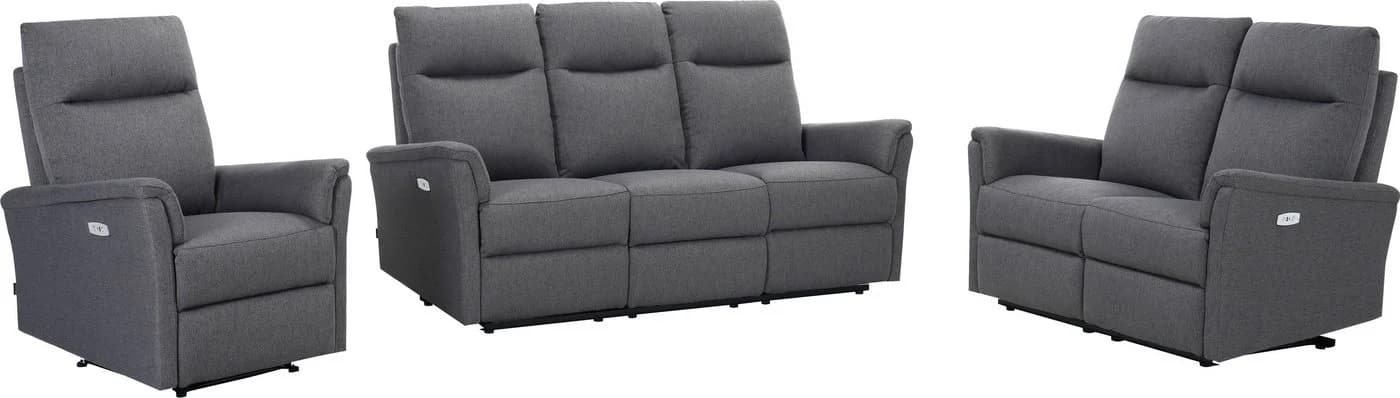 Home affaire Polstergarnitur Finnara 3+2+1 Relaxfunktion USB Federkern Anthrazit - Bild 5