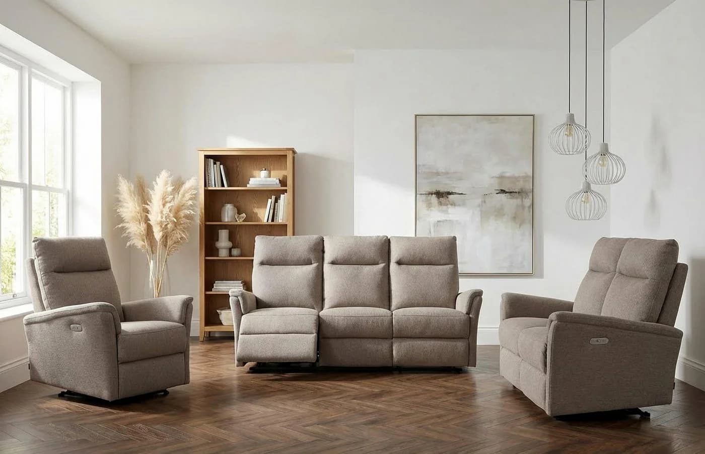 HOME AFFAIRE FINNARA Polstergarnitur 6-tlg. Taupe Relax USB - Bild 2