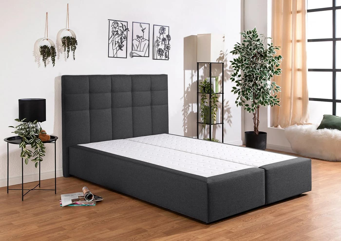 Home Affaire Boxbett Ovalo Anthrazit Boxspringbett mit Bettkasten