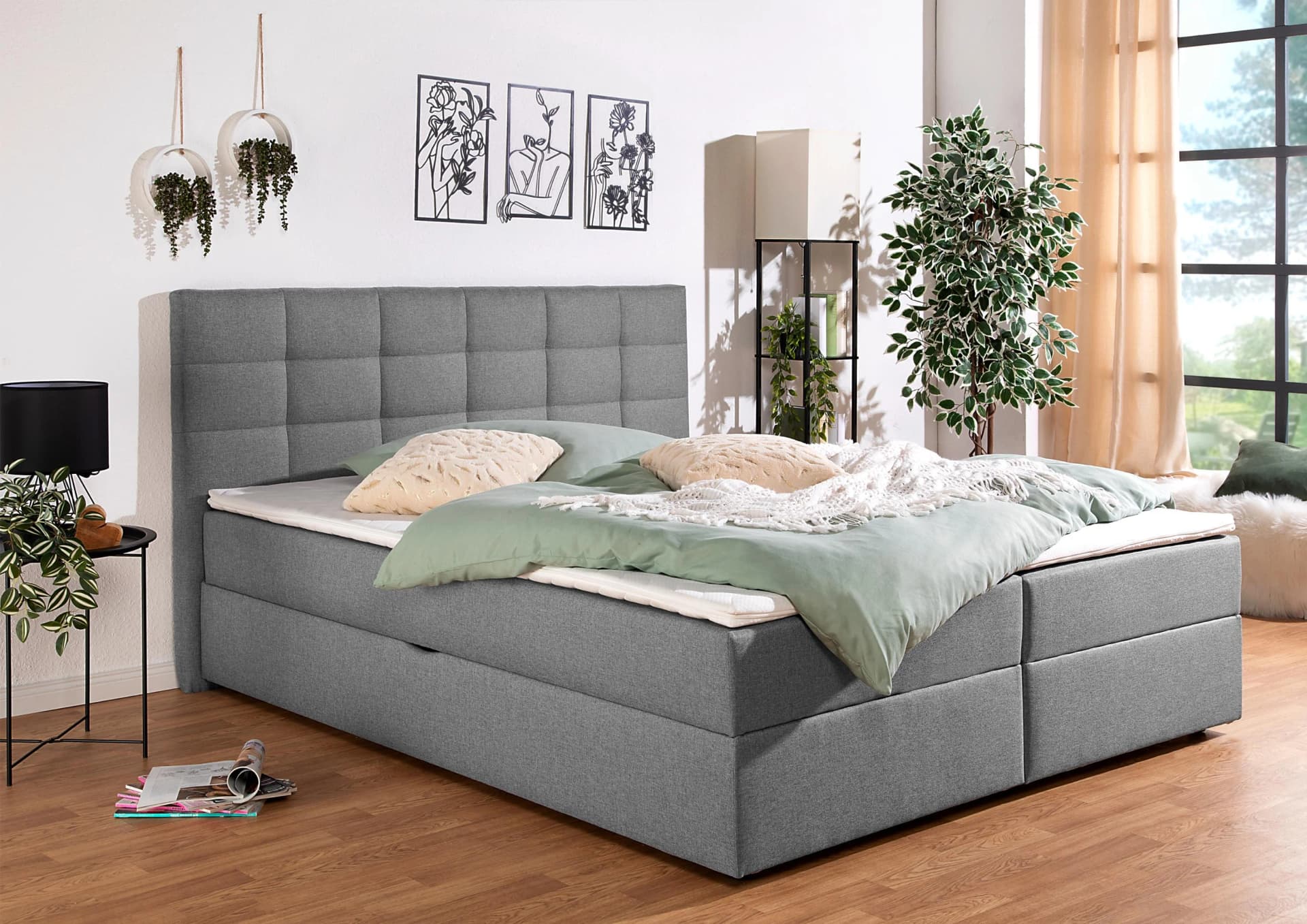 Home Affaire Boxbett Ovalo Grau mit Bettkasten