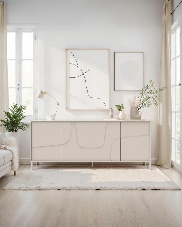 INOSIGN Sideboard Stone 205 cm breit, 4 Türen, Anrichte, Kommode, Stauraumschrank, 3D-Design, Push-to-open