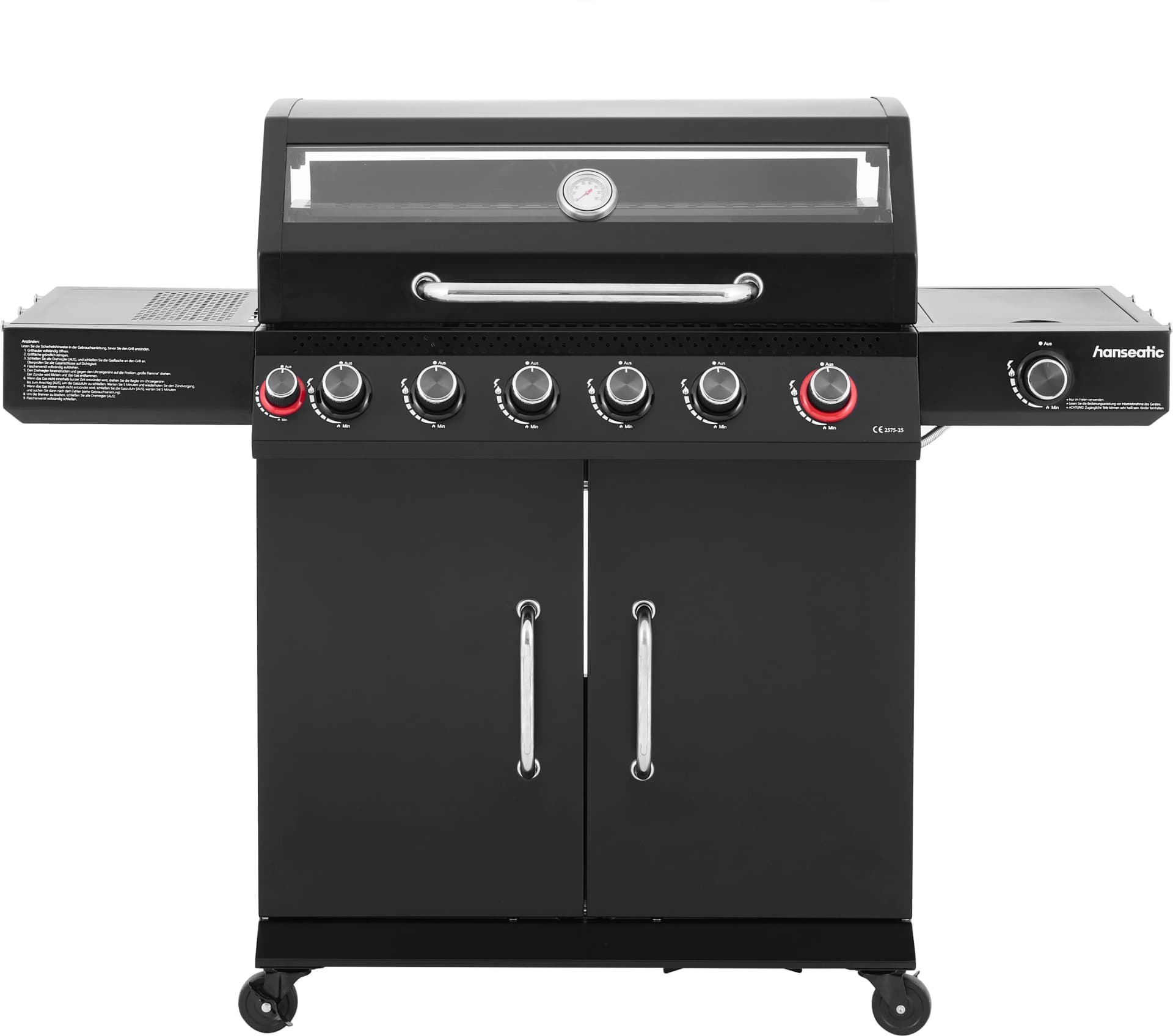 Hanseatic Gasgrill Memphis Black Plus 8 Brenner Schwarz