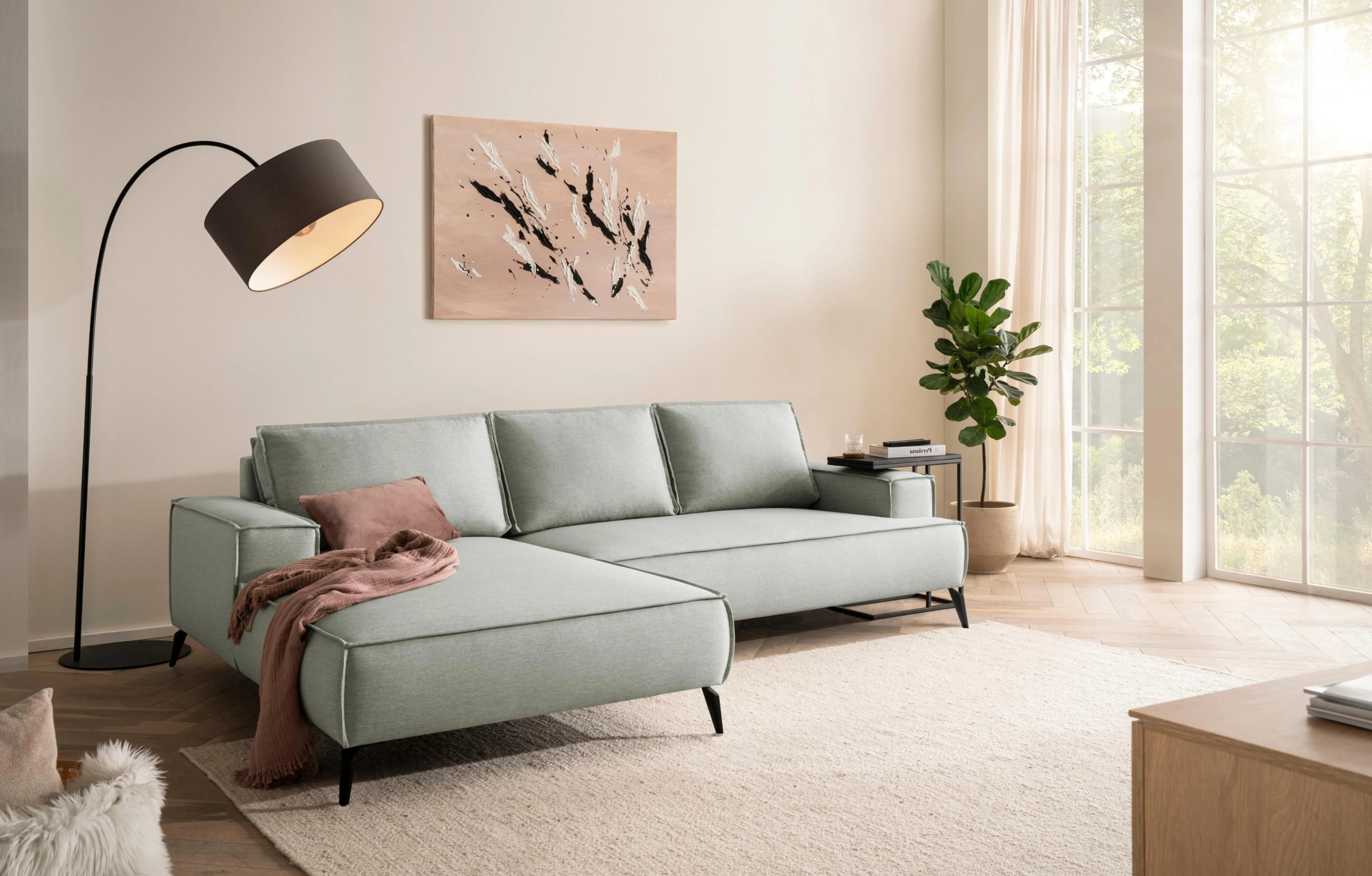 Home Affaire Ecksofa TVINNU L-Form Hellgrün Leinenoptik