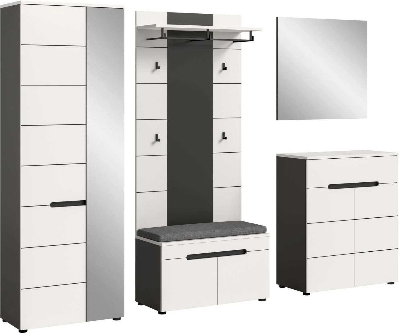 Garderoben-Set INOSIGN REHAT 5-teilig Basalt Grau Weiß - Bild 2