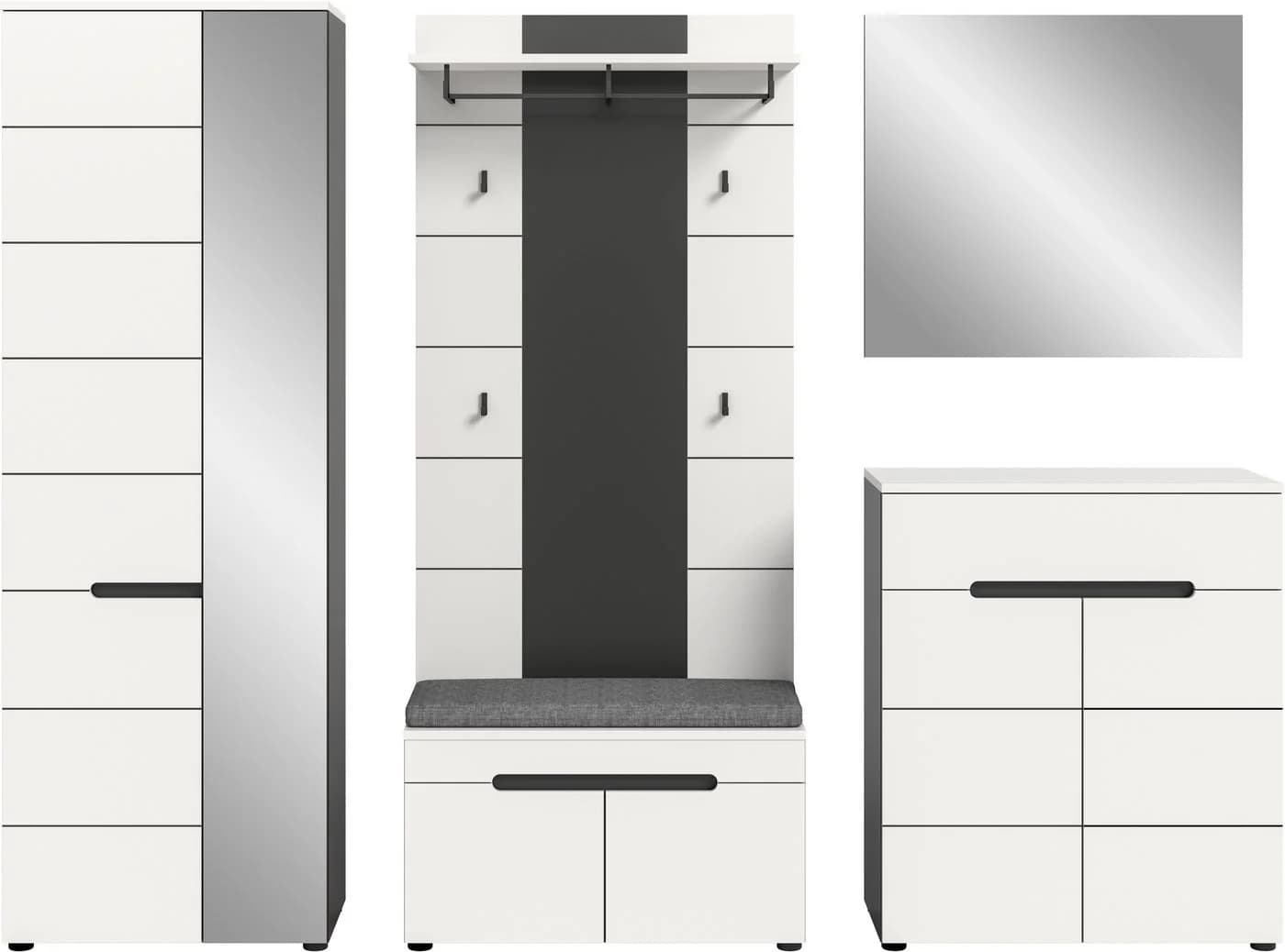 Garderoben-Set INOSIGN REHAT 5-teilig Basalt Grau Weiß - Bild 3