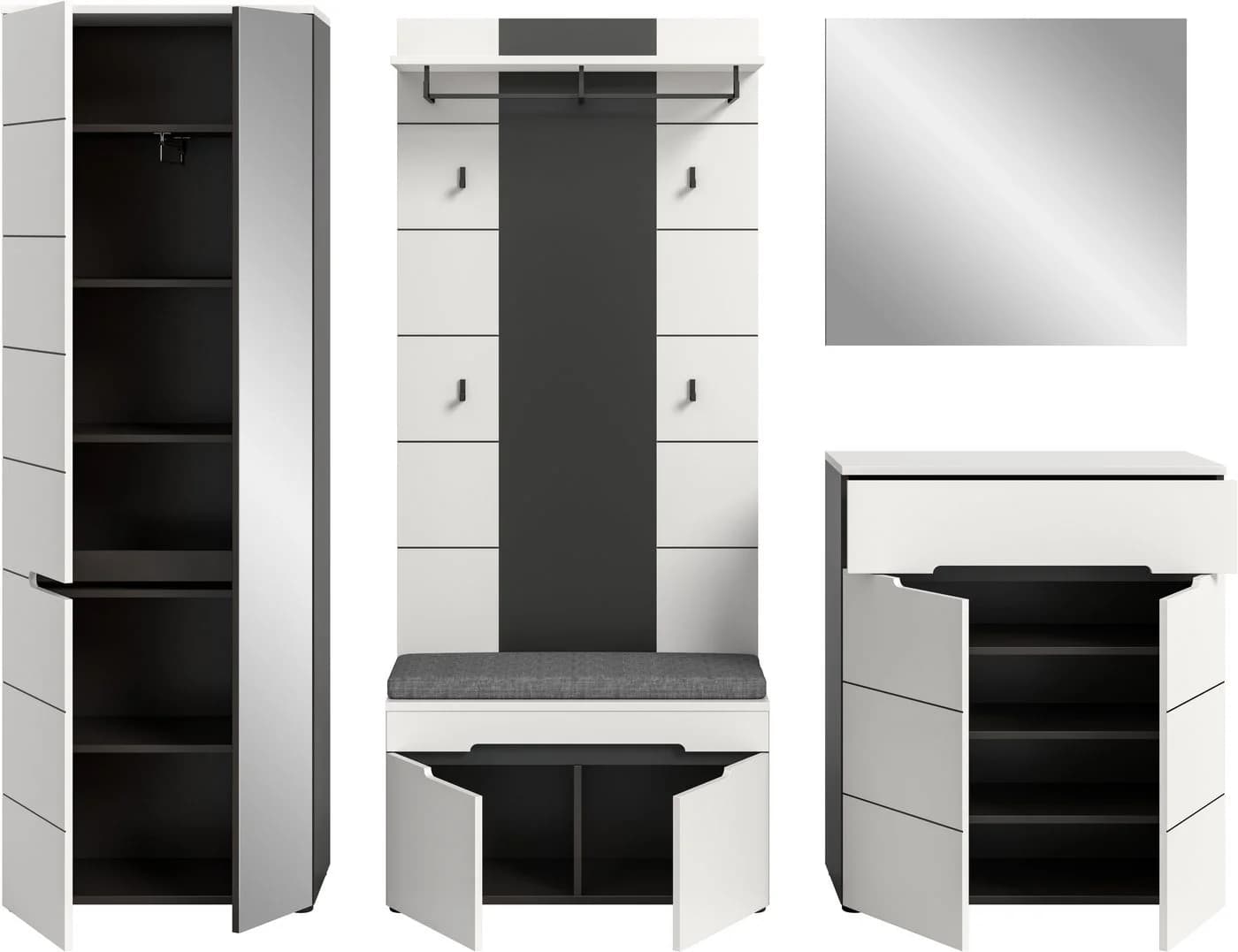 Garderoben-Set INOSIGN REHAT 5-teilig Basalt Grau Weiß - Bild 4